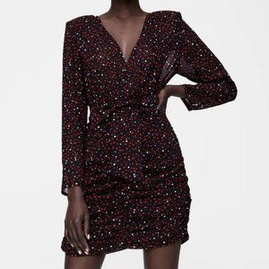 ❤️ NEW ZARA HEART PRINT DRESS Mini XS cocktail valentine ❤️